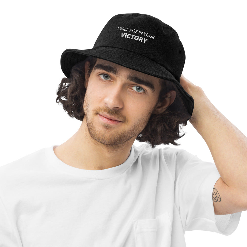 I will rise in Your victory denim bucket hat